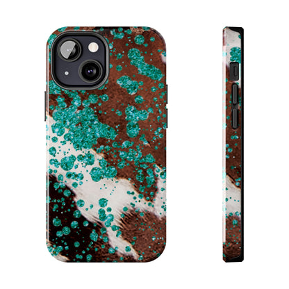 Teal Glitter Cowhide - iPhone Series Case