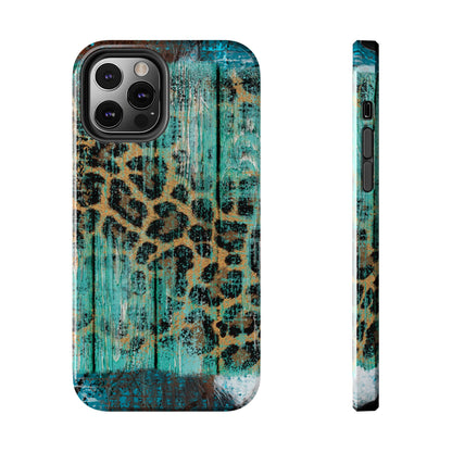 Turquoise Rustic Leopard Wood - iPhone Series Case