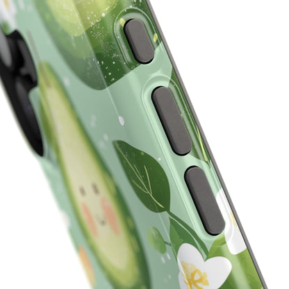 Smiling Avocados Tough MagSafe iPhone Case – Cute Avocado Design, Dual-Layer Protection