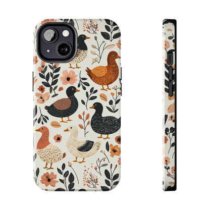 Farm Duck & Flowers iPhone Case – Vintage Floral Design