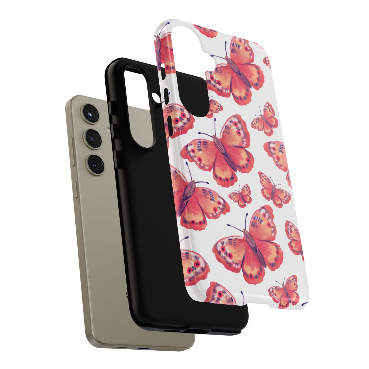 Coral Butterfly Samsung Galaxy Case – Slim, Protective Design with Bold Watercolor Print