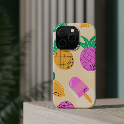 Tropical Pop MagSafe iPhone Case – Fun Pineapple & Lemon Design with Vibrant Summery Colors