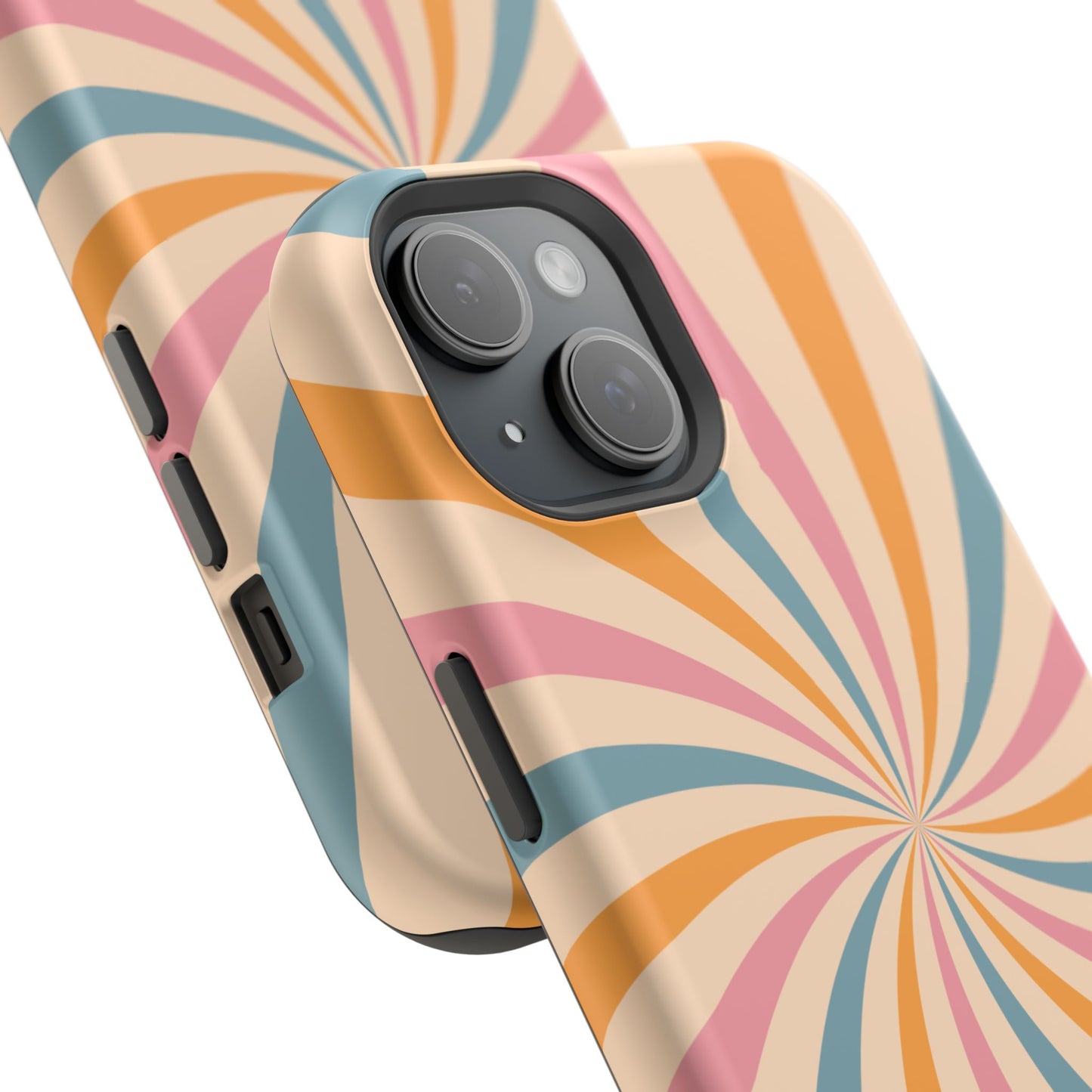 Retro Swirl Pattern MagSafe iPhone Case – Bold 70s Vibe in Pink, Orange, and Orange