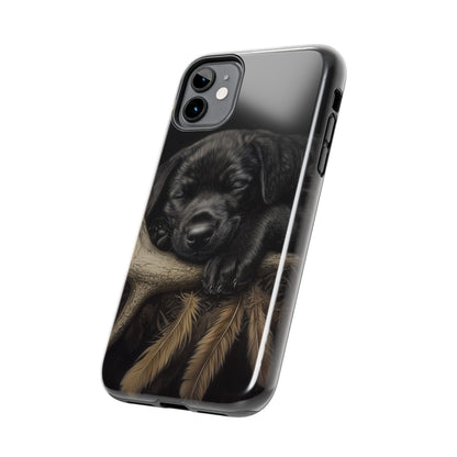 Adorable Black Labrador Puppy on Feathers iPhone Case