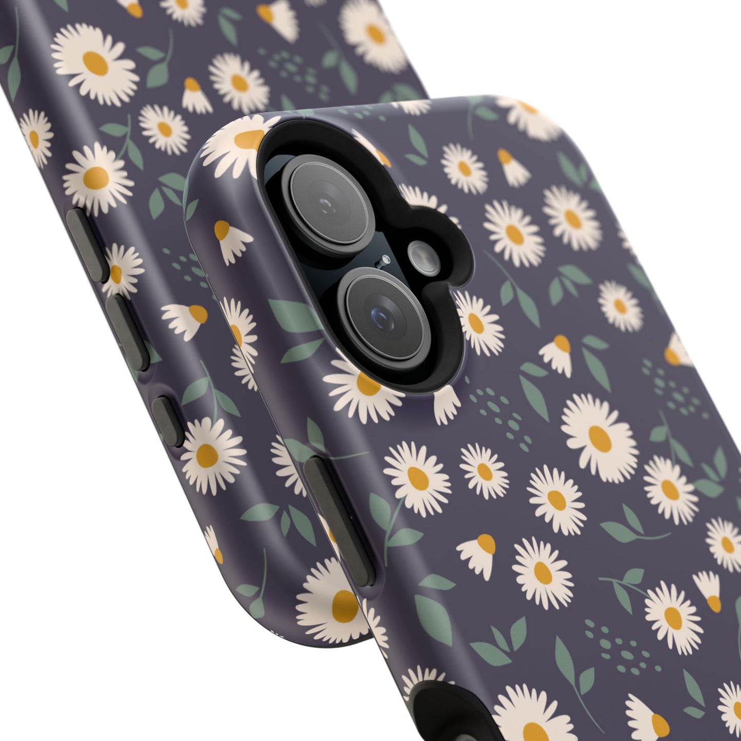 Midnight Daisy MagSafe iPhone Case – Dark Navy Floral Design, Slim and Protective