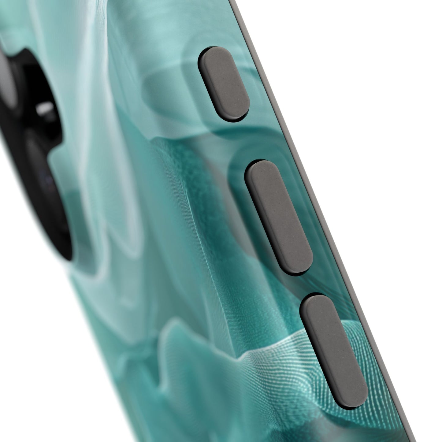 Elegant Flowing Teal Fabric MagSafe iPhone Case – Soft Waves Design