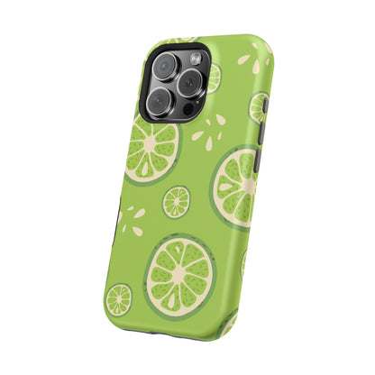 Zesty Lime Splash Tough MagSafe iPhone Case – Fresh Citrus Design, Dual-Layer Protection