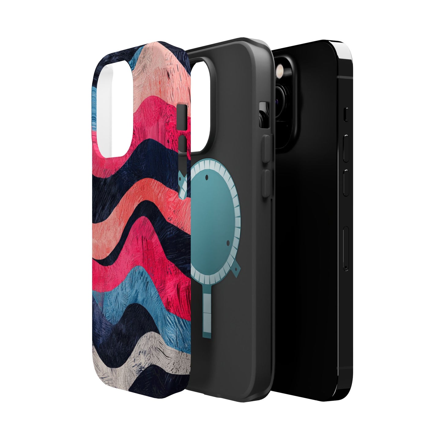 Abstract Wave Pattern MagSafe iPhone Case – Shockproof, Matte Finish, Dual-Layer Protection