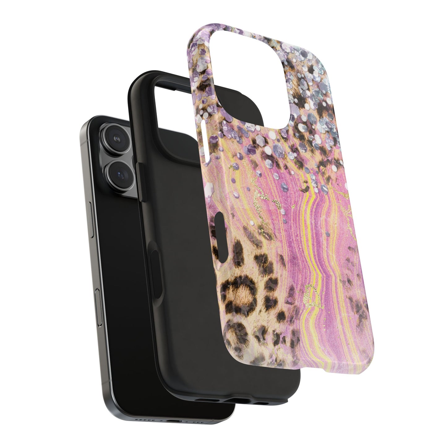 Crystal Glam Leopard - iPhone Series Case with Glitter and Gem Accents