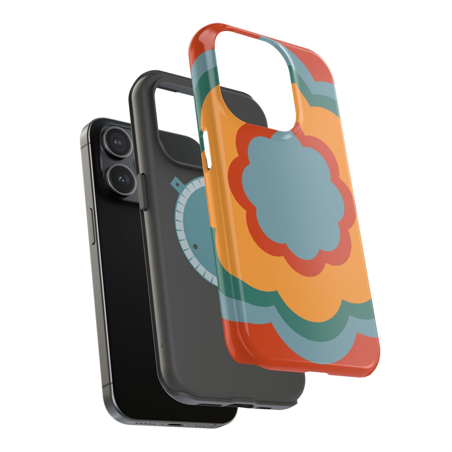 Retro Flower Power MagSafe iPhone Case – Bold 70s-Inspired Design with Dual-Layer Protection