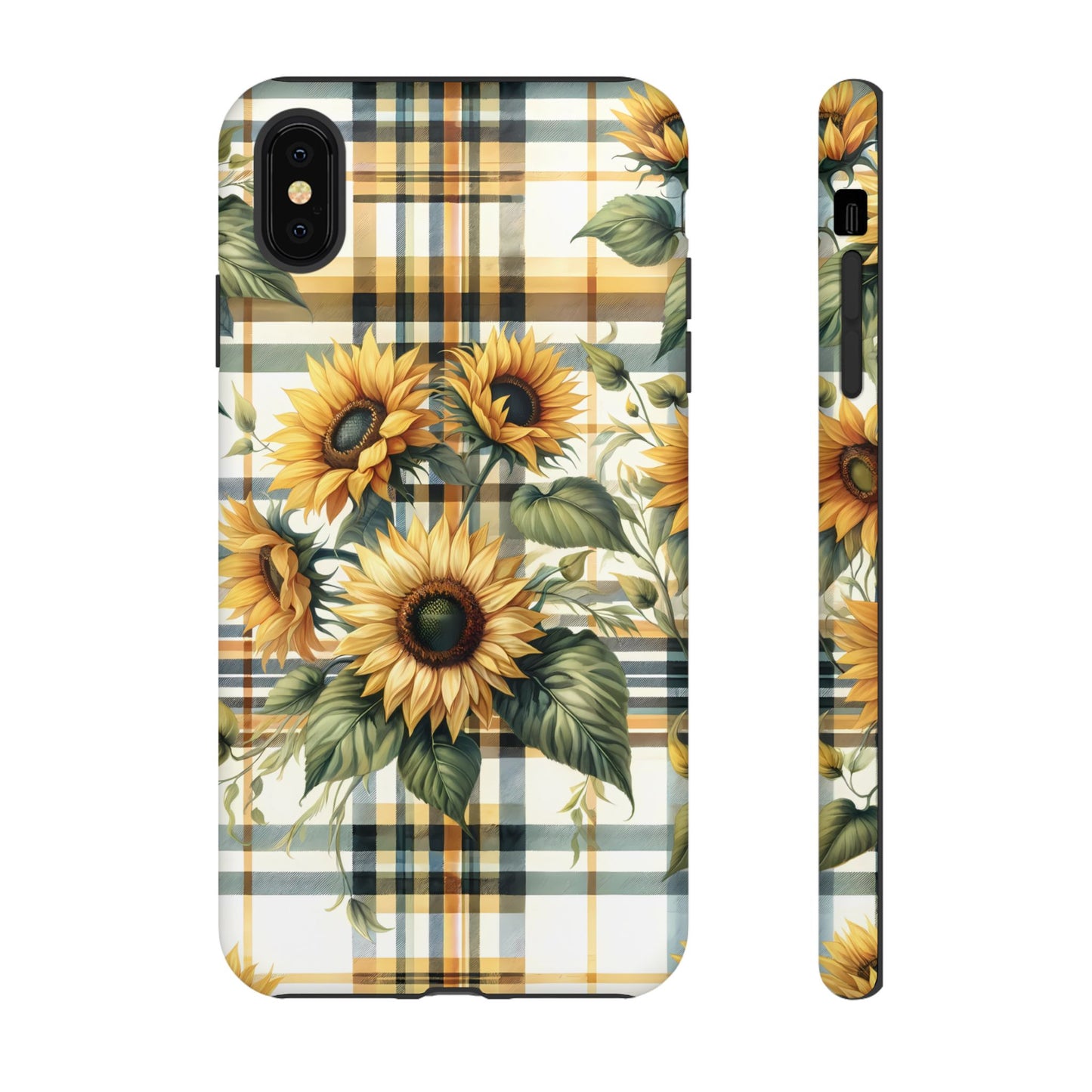 Cute Sunflower Phone Case - Sunny Blossom Plaid - Checkered Sunflowers Phone Case for iPhone & Samsung. Be Happy With These Bright Colors!