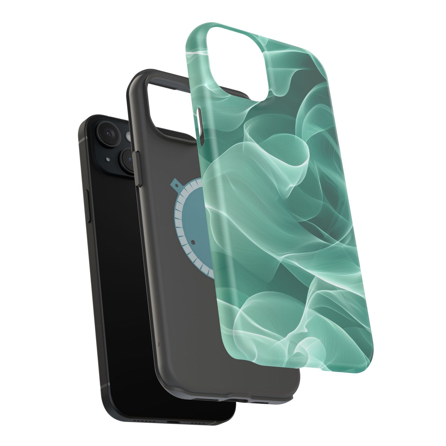 Emerald Flow MagSafe iPhone Case – Translucent Green Fabric-Inspired Design