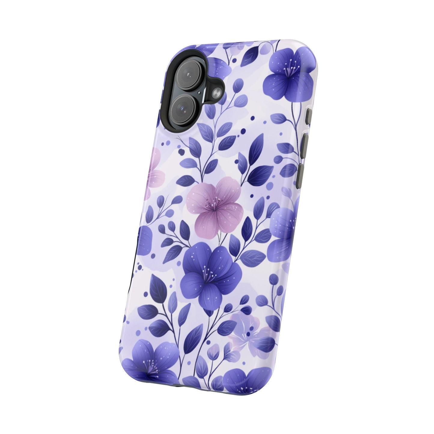 Purple Floral MagSafe iPhone Case – Durable Protection with Elegant Flower Design