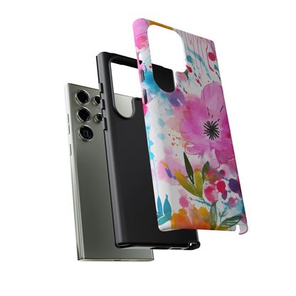 Color Splash Pink & Orange Watercolor Floral - Samsung Galaxy Case