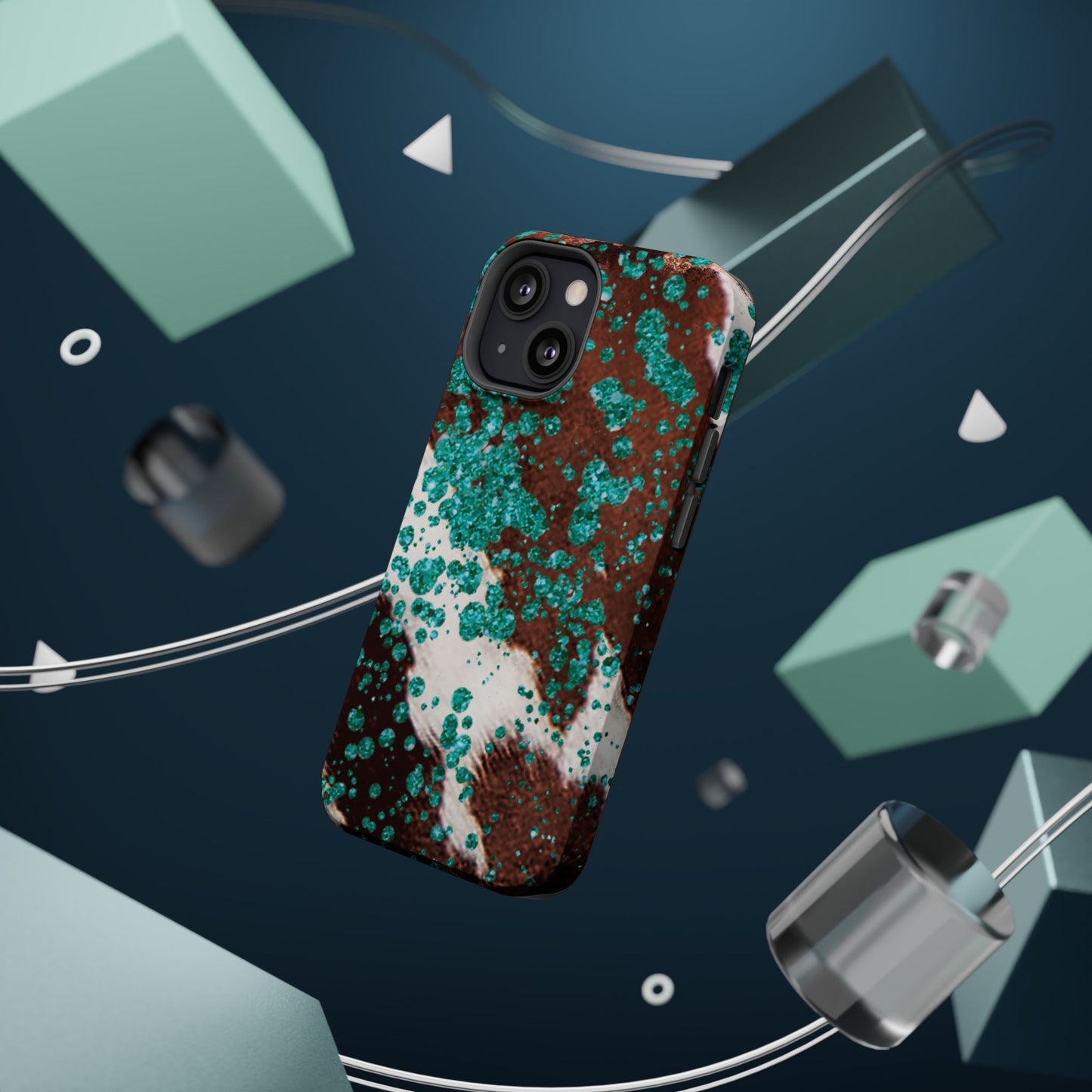 Teal Glitter Cowhide - MagSafe iPhone Series Case