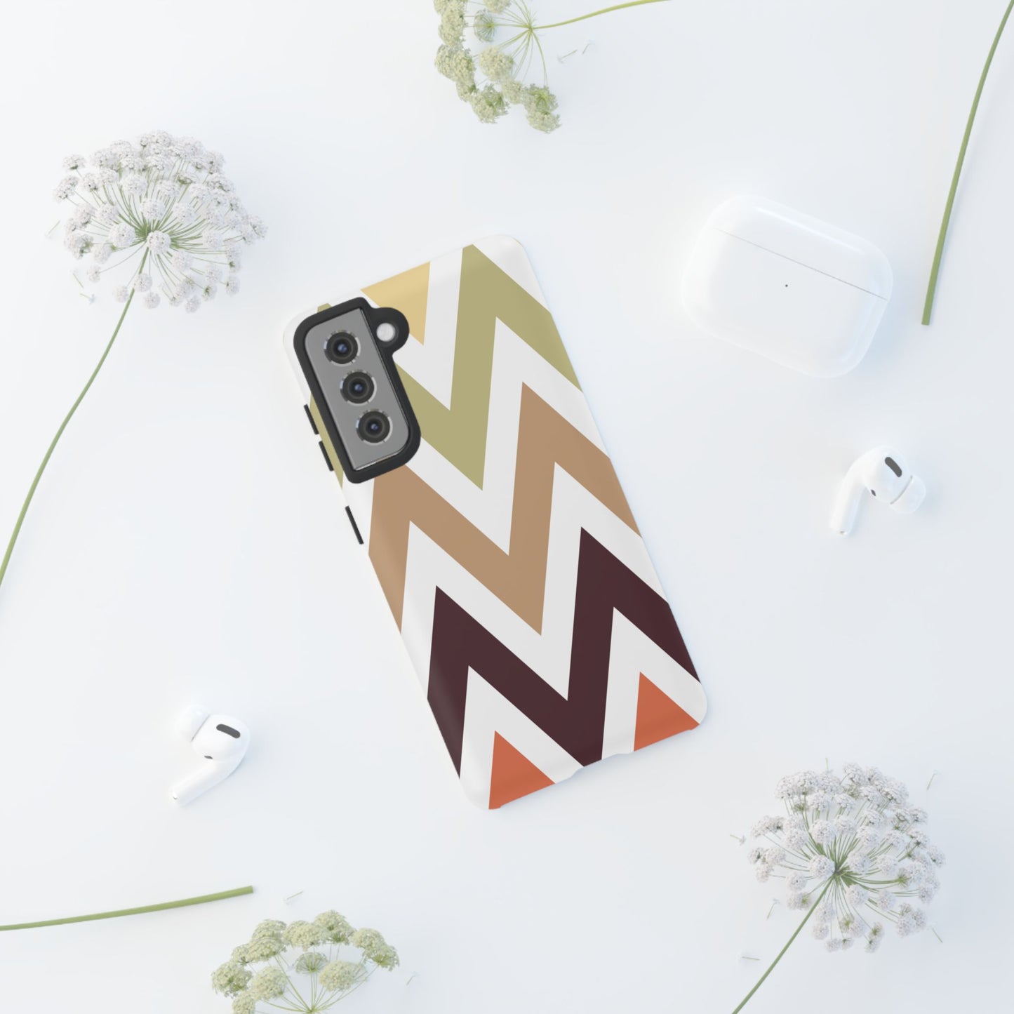 Earthy Chevron Samsung Galaxy Case – Boho-Inspired Design with Dual-Layer Protection