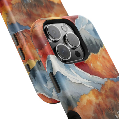 Autumn Mountain Forest Watercolor - MagSafe iPhone Case