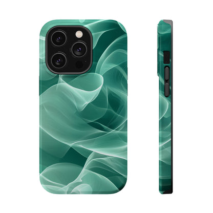 Emerald Flow MagSafe iPhone Case – Translucent Green Fabric-Inspired Design