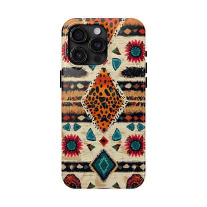 Wild Boho Leopard Print & Floral Tough iPhone Case – Eclectic Tribal Design, Dual - Layer Protection - BOGO Cases