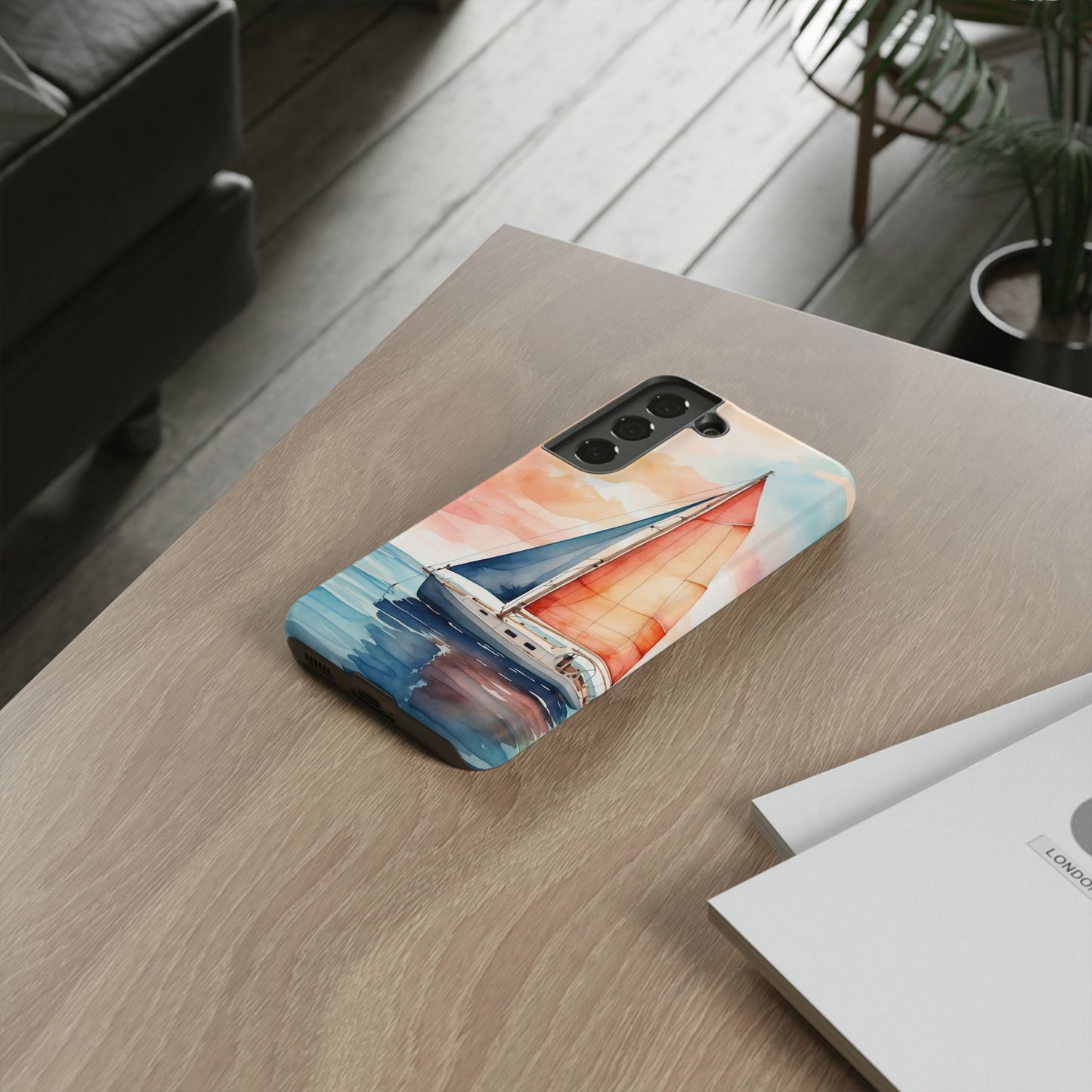 Sunset Sail Samsung Galaxy Case – Watercolor Sailboat and Sky Design