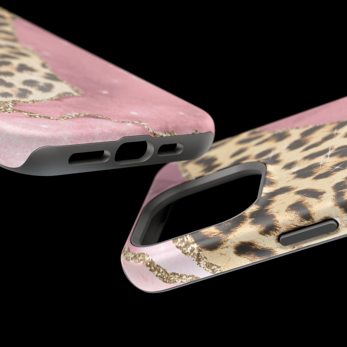 Pink Glam Leopard - MagSafe iPhone Series Case with Glitter Accents