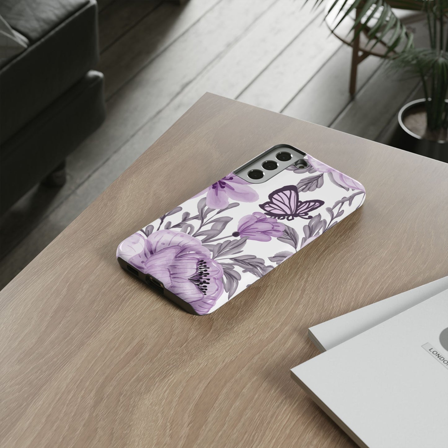 Lavender Bloom Butterfly Samsung Galaxy Case – Delicate Floral Design with Watercolor Details