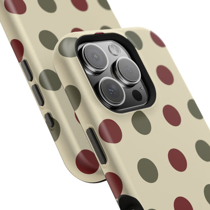 Red & Green Polka Dots on Cream – MagSafe iPhone Case