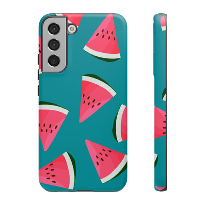 Watermelon Bliss Samsung Galaxy Case – Vibrant Summer Fruit Design on Teal Background