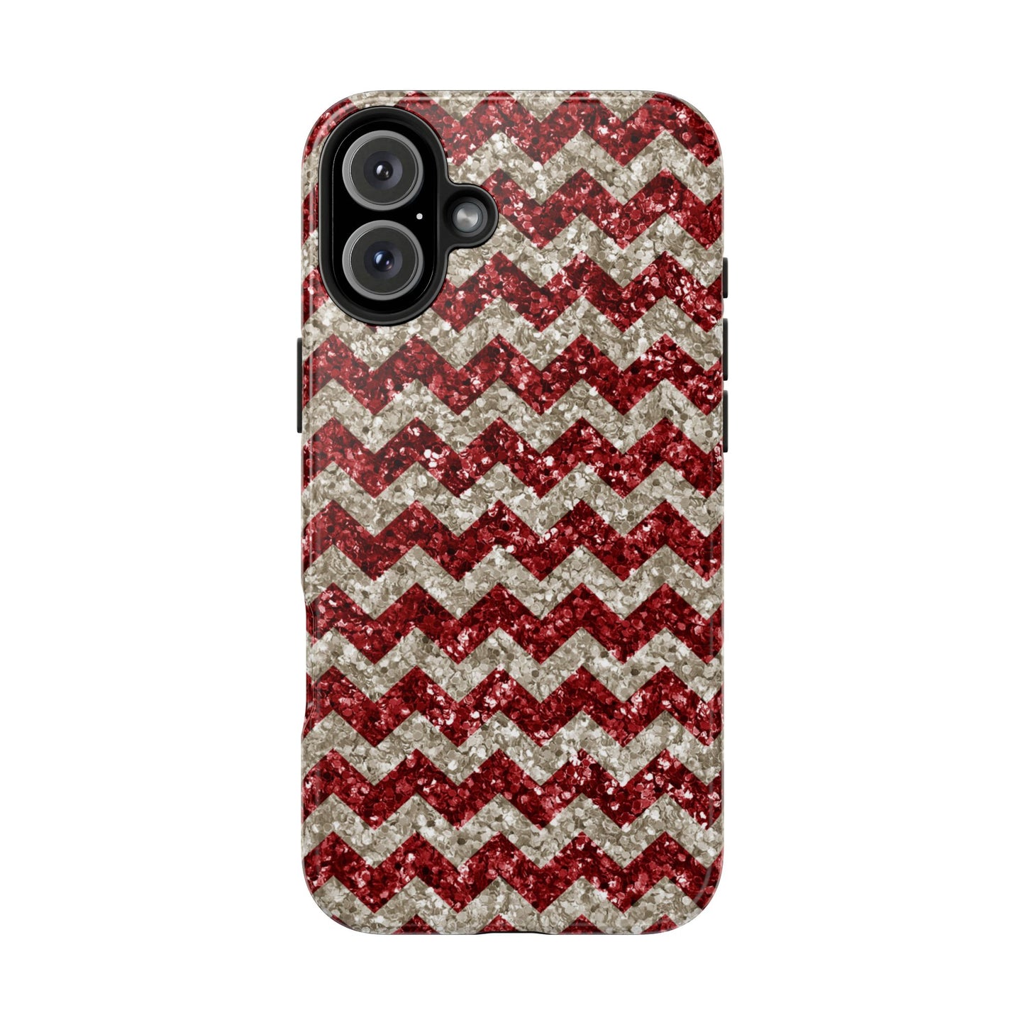 Sparkling Red & White Chevron – Glitter Illusion iPhone Case