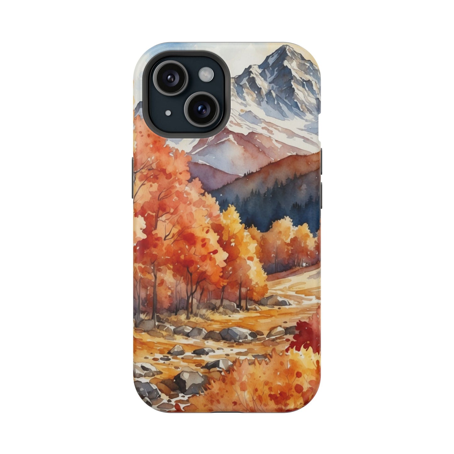 Watercolor Autumn Forest and Mountains - MagSafe iPhone Case