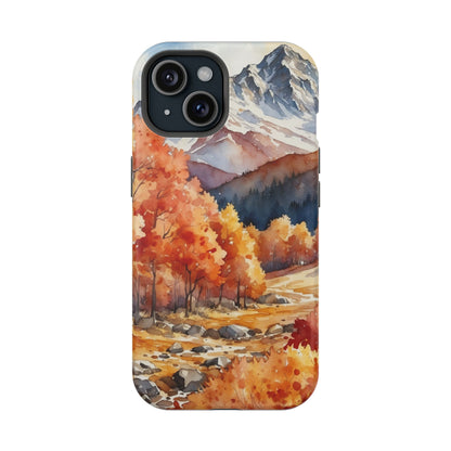 Watercolor Autumn Forest and Mountains - MagSafe iPhone Case