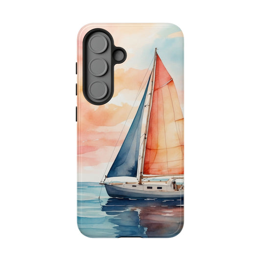 Sunset Sail Samsung Galaxy Case – Watercolor Sailboat and Sky Design