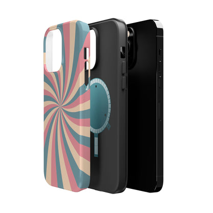 Vintage Pastel Swirl MagSafe iPhone Case – Dual-Layer Protection with 70s-Inspired Design