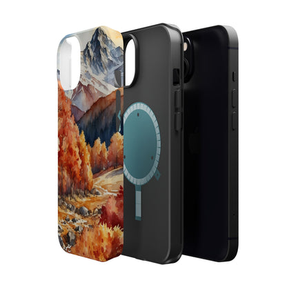 Watercolor Autumn Forest and Mountains - MagSafe iPhone Case