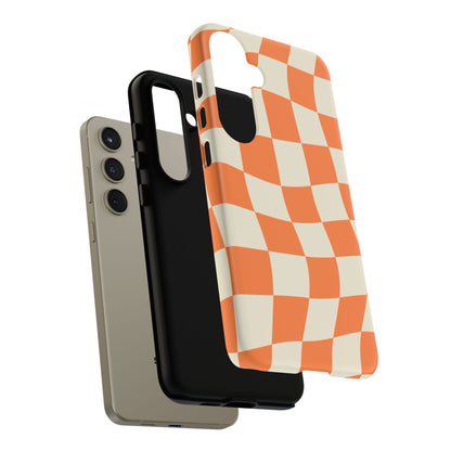 Wavy Retro Checkerboard Samsung Galaxy Case – Shockproof, Matte Finish, Dual-Layer Protection