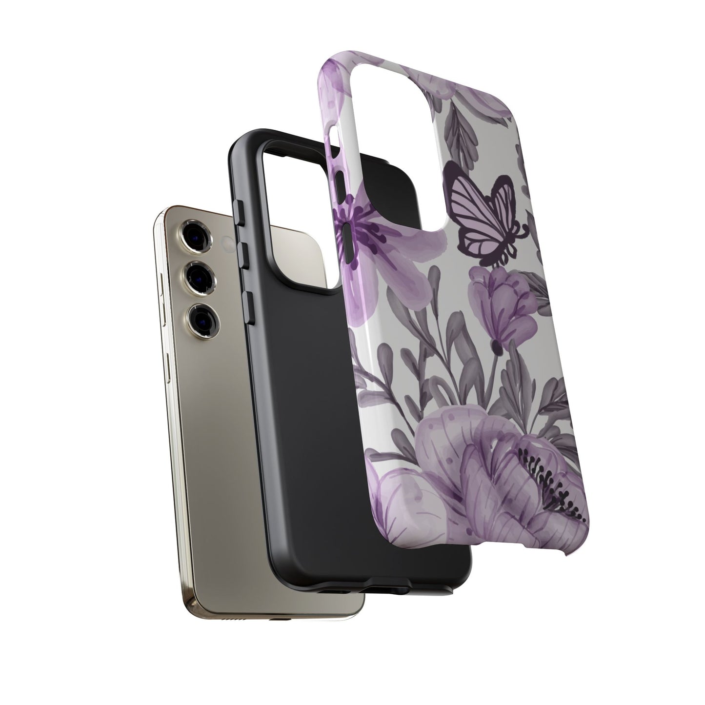 Lavender Bloom Butterfly Samsung Galaxy Case – Delicate Floral Design with Watercolor Details