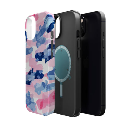 MagSafe Case: Dynamic Pink & Navy Brushstroke Art