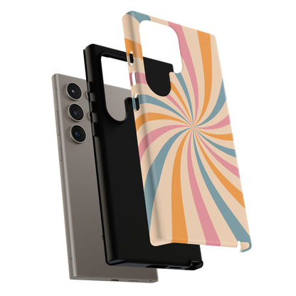 Retro Swirl Pattern Samsung Galaxy Case – Bold 70s Vibe in Pink, Orange, and Teal