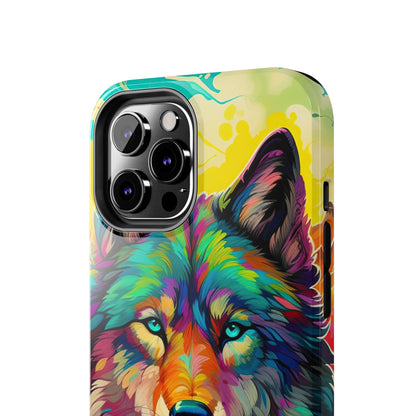 Rainbow Wolf in Bloom – iPhone Case with Vivid Nature Design