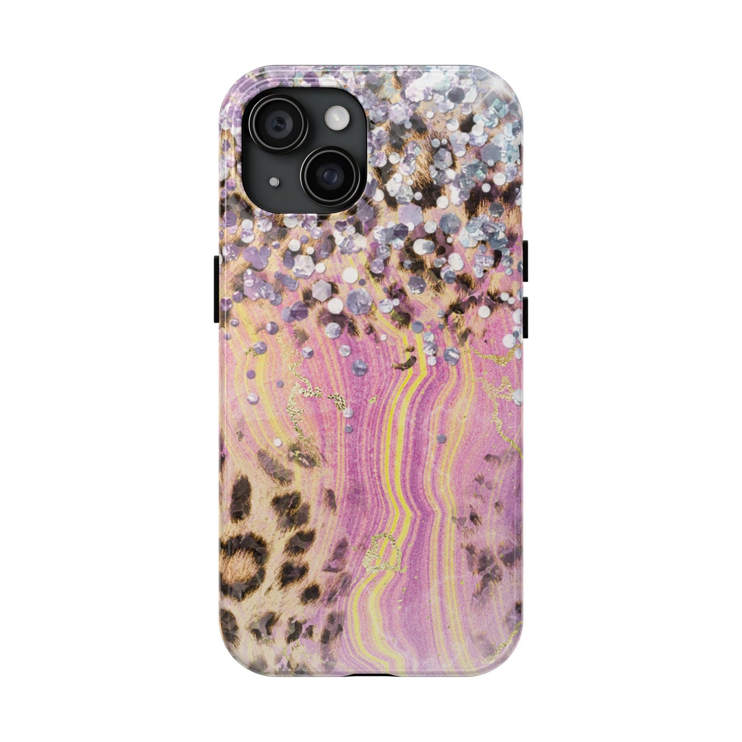 Crystal Glam Leopard - iPhone Series Case with Glitter and Gem Accents