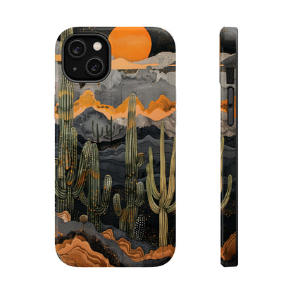 Desert Dusk MagSafe iPhone Case - Cacti Silhouettes & Sundown Hues for iPhone 15, 14, and 13 Series