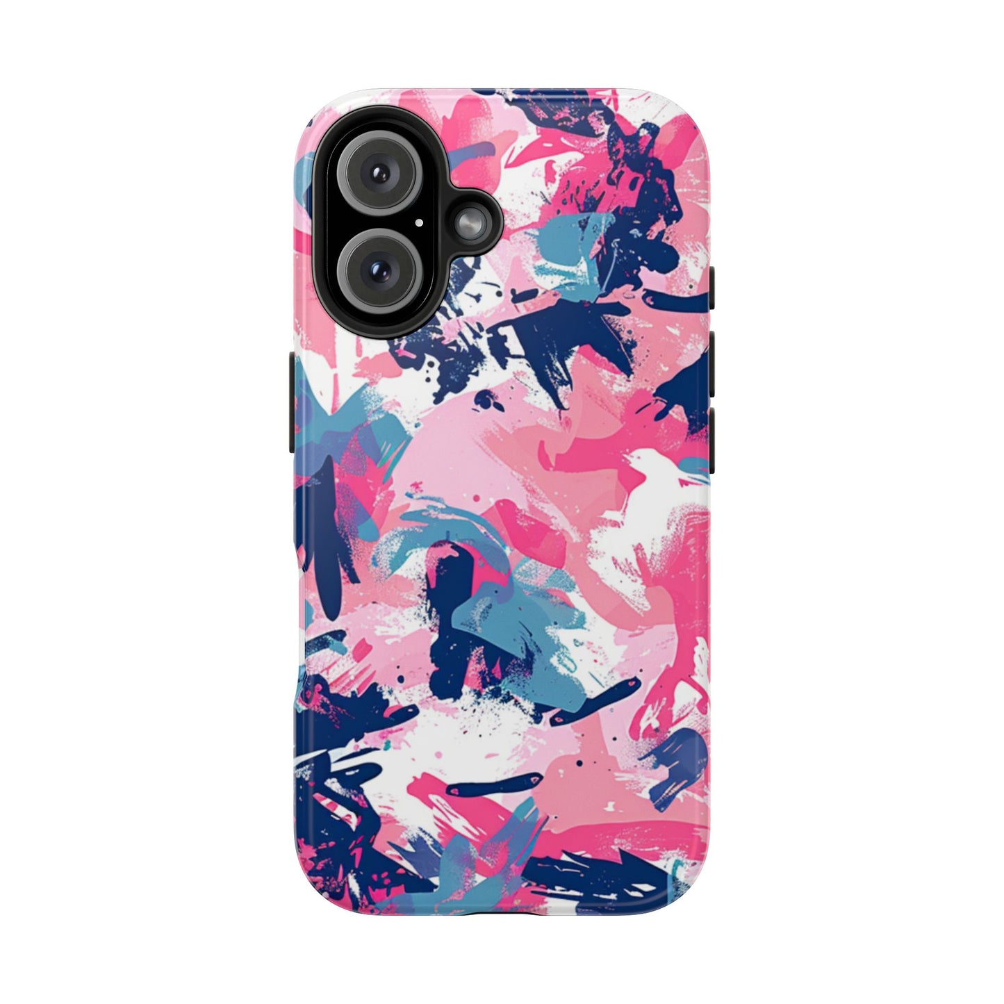 Vibrant Pink & Navy Abstract Splash – iPhone Case