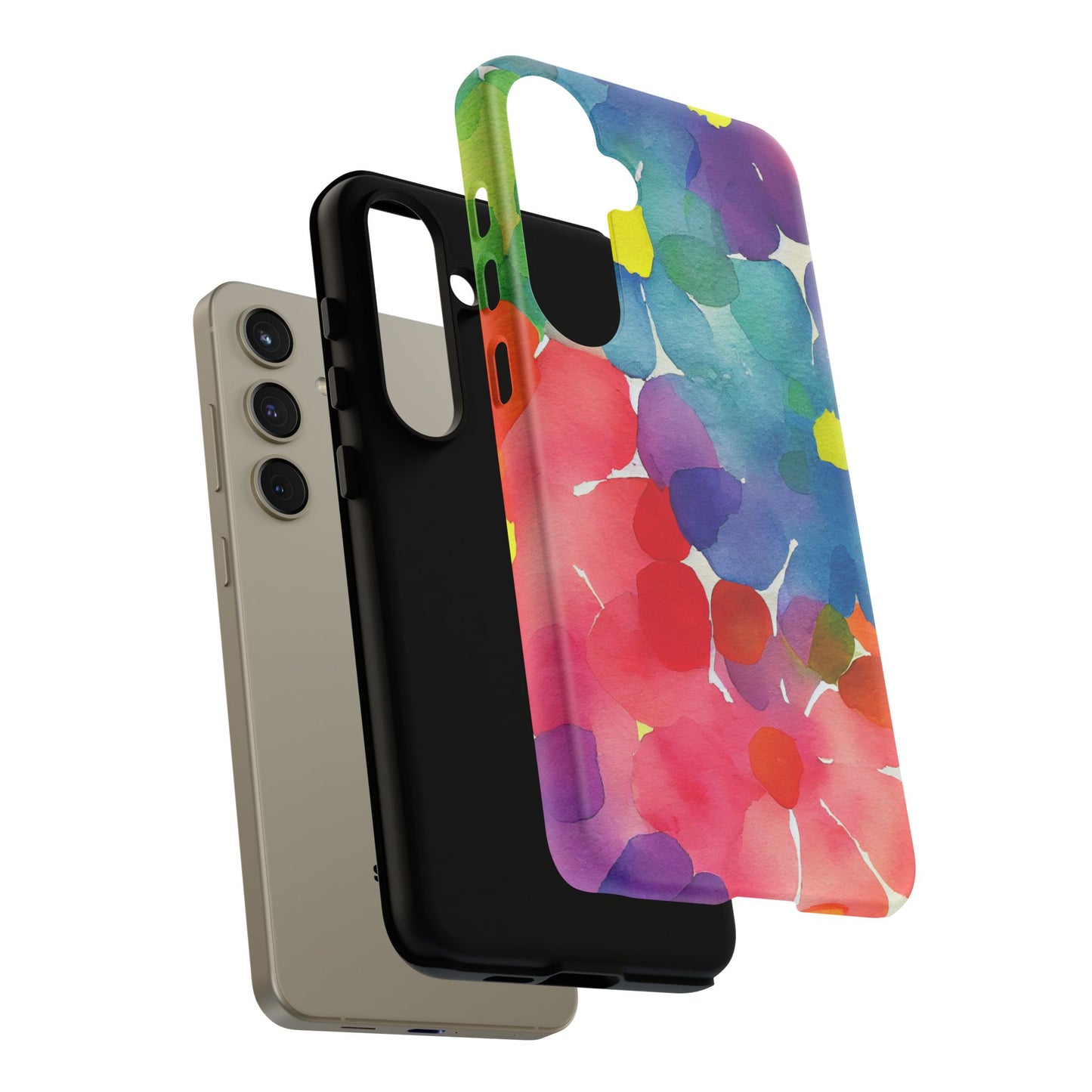 Rainbow Bloom Watercolor Samsung Galaxy Case – Slim Design, Glossy Finish