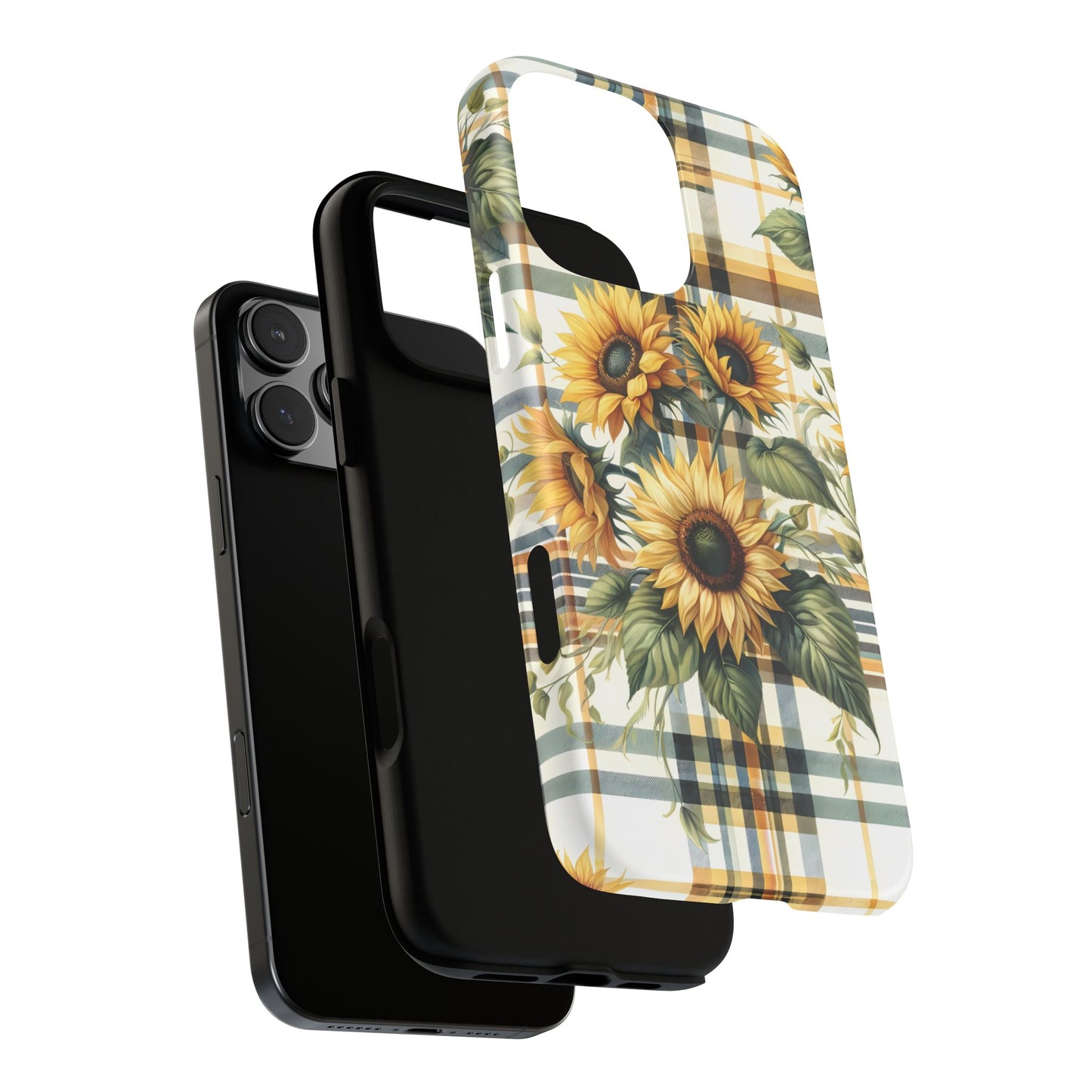 Cute Sunflower Phone Case - Sunny Blossom Plaid - Checkered Sunflowers Phone Case for iPhone & Samsung. Be Happy With These Bright Colors!