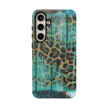 Turquoise Rustic Leopard Wood - Samsung Galaxy Series Case