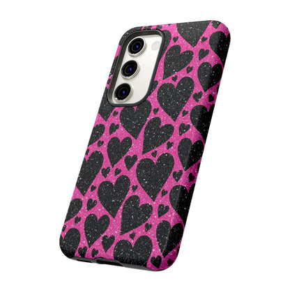 Pink Glitter Hearts Samsung Galaxy Case