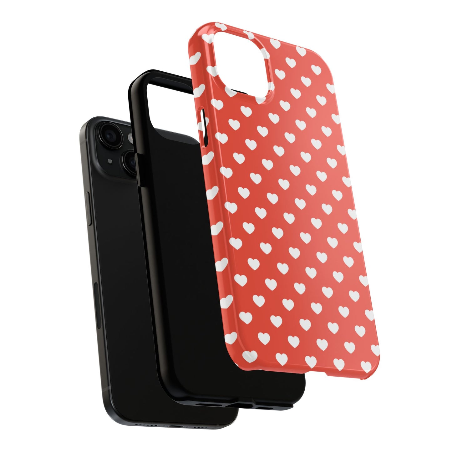 White Hearts on Red iPhone Case