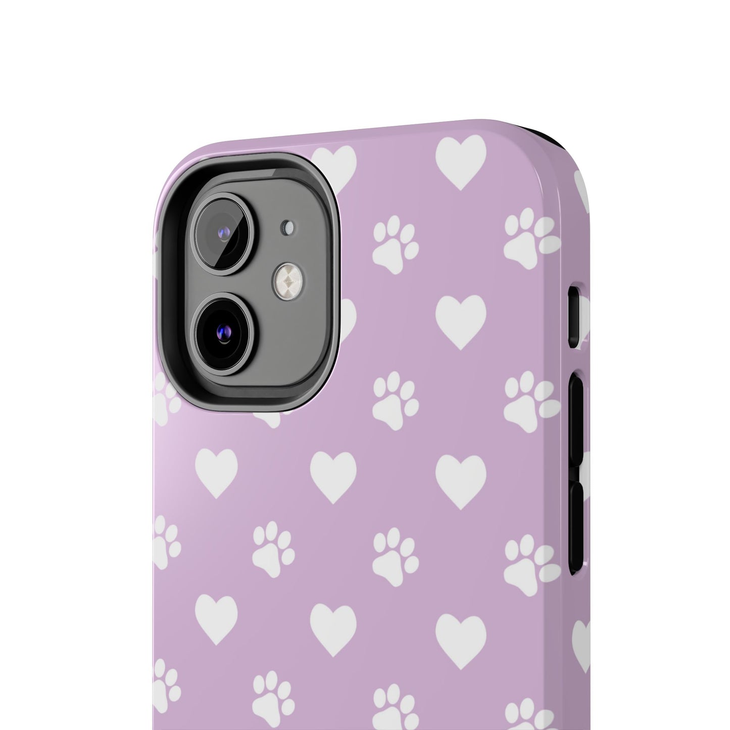 Purple Hearts & Paw Prints - Cute Pet Lover iPhone Case