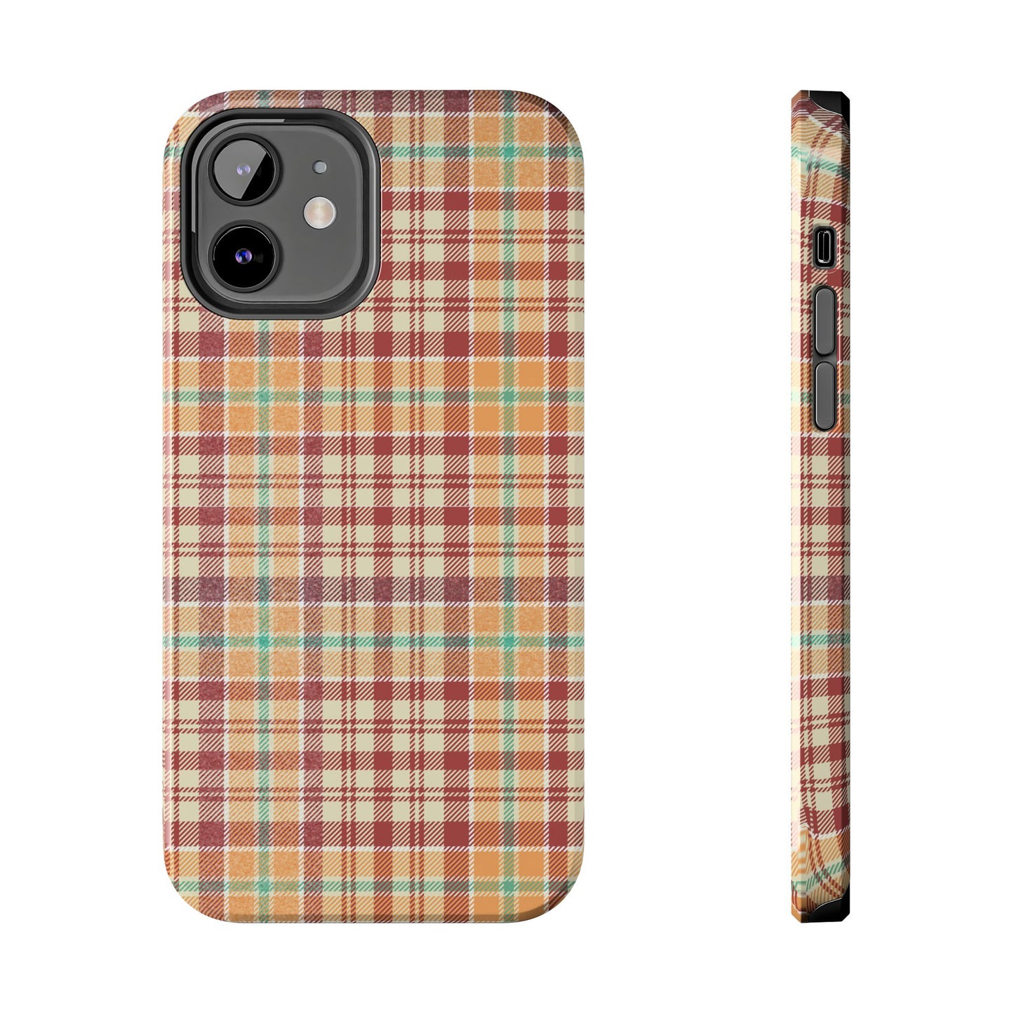 Retro Chic Plaid iPhone Case in Red, Orange, Green & Cream – Classic Vintage Style