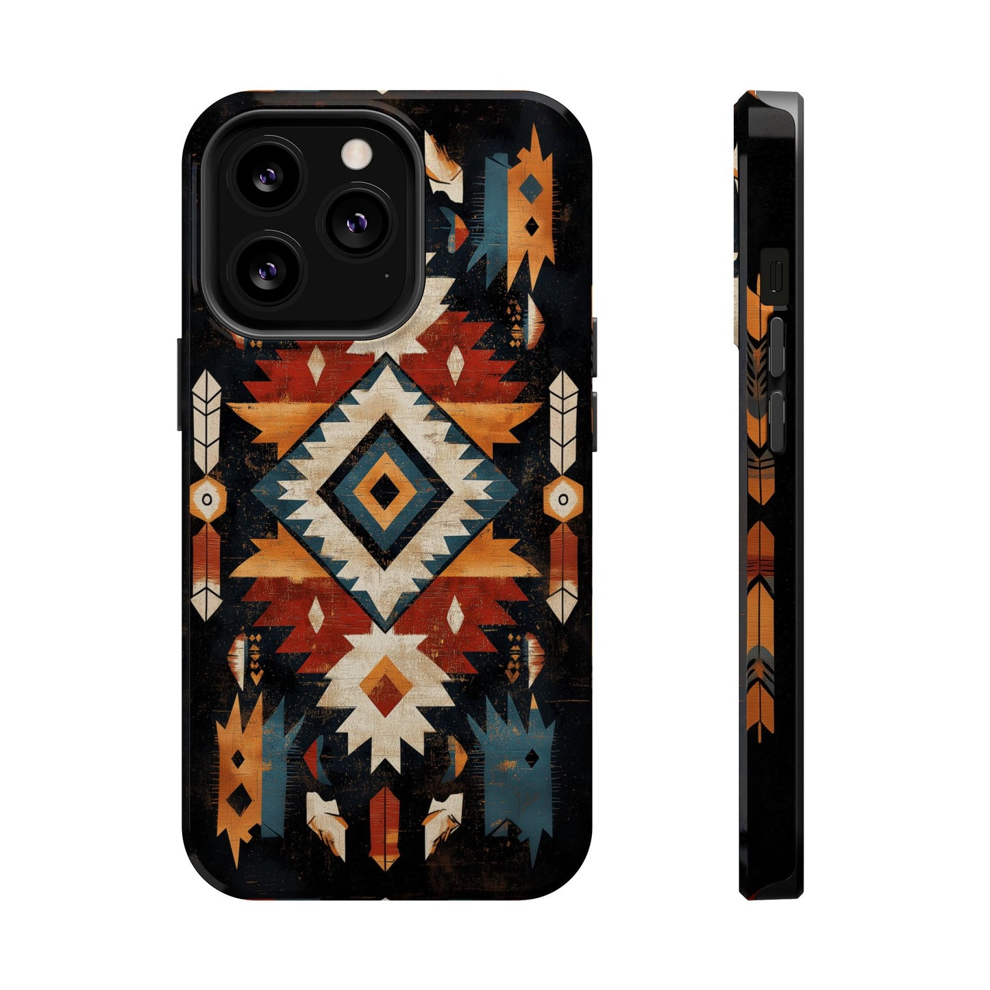 Southwestern Arrow & Diamond Tough MagSafe iPhone Case – Bold Tribal Design, Dual-Layer Protection